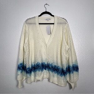 Peace Love World Cream and Blue Knit‎ Cardigan